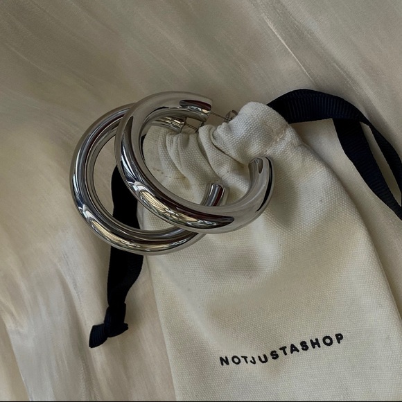 Chunky Silver Hoop Earrings - Picture 3 of 4